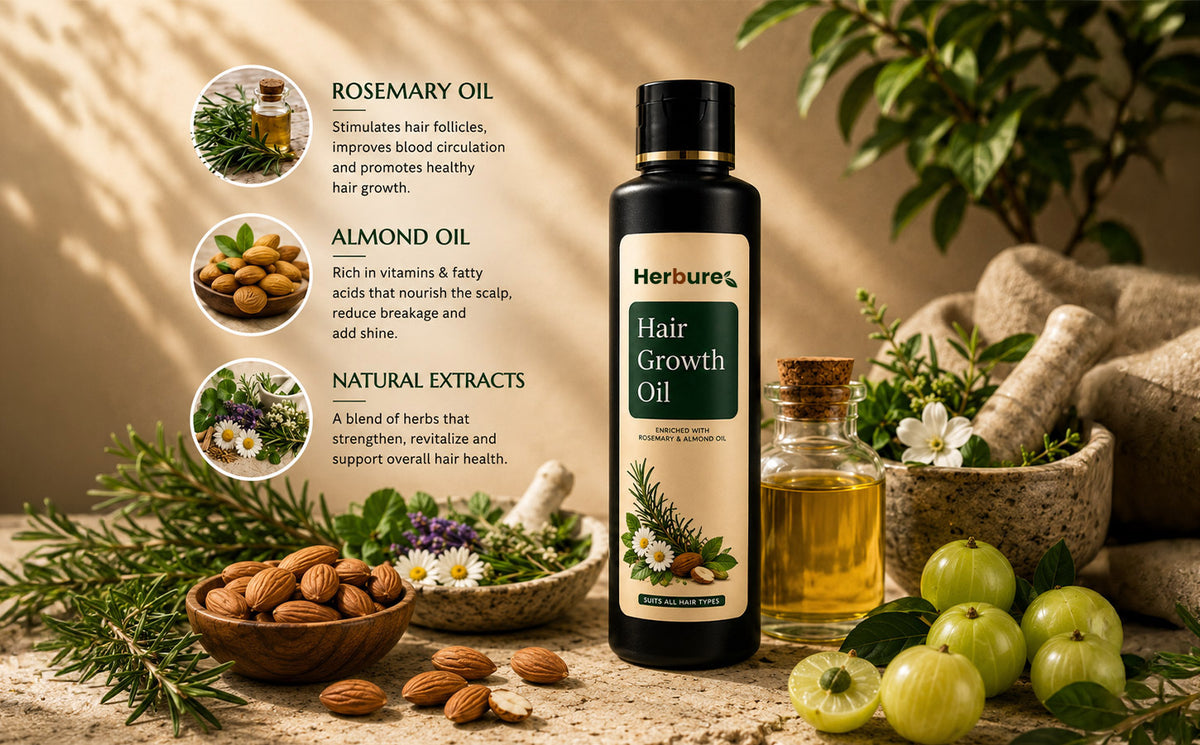 Herbure Natural Hair Growth Oil with Rosemary Extract - 100ml